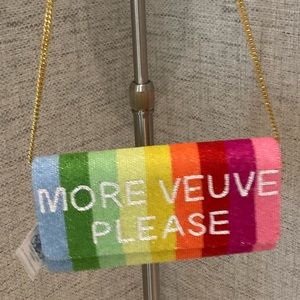 More Veuve Please Handmade Rainbow Beaded Clutch NWT